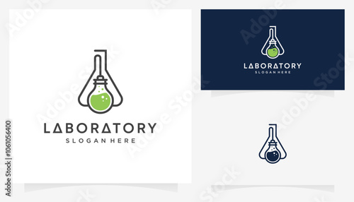 Combined vector of electricity light bulb with lab glass icons symbols. Abstract ideas research science and electric logo design graphic.