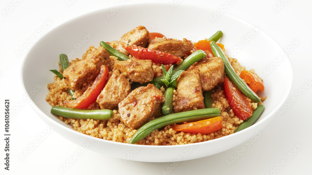Chinese Cuisine - Bulgur Pork with Vegetables in Bowl Chinese Cuisine - Bulgur Pork with Vegetables in Bowl