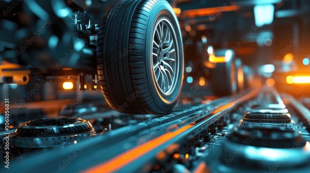 Industrial Tire Production on Assembly Line Industrial Tire Production on Assembly Line