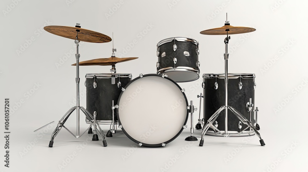 Fototapeta premium Drum Kit Setup Ready for Studio Recording Generative AI