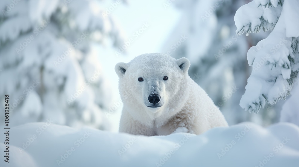 A polar bear in a snowy landscape, emphasizing its majestic presence in a serene winter environment. Ideal for wildlife and nature enthusiasts. A polar bear in a snowy landscape, emphasizing its majestic presence in a serene winter environment. Ideal for wildlife and nature enthusiasts.