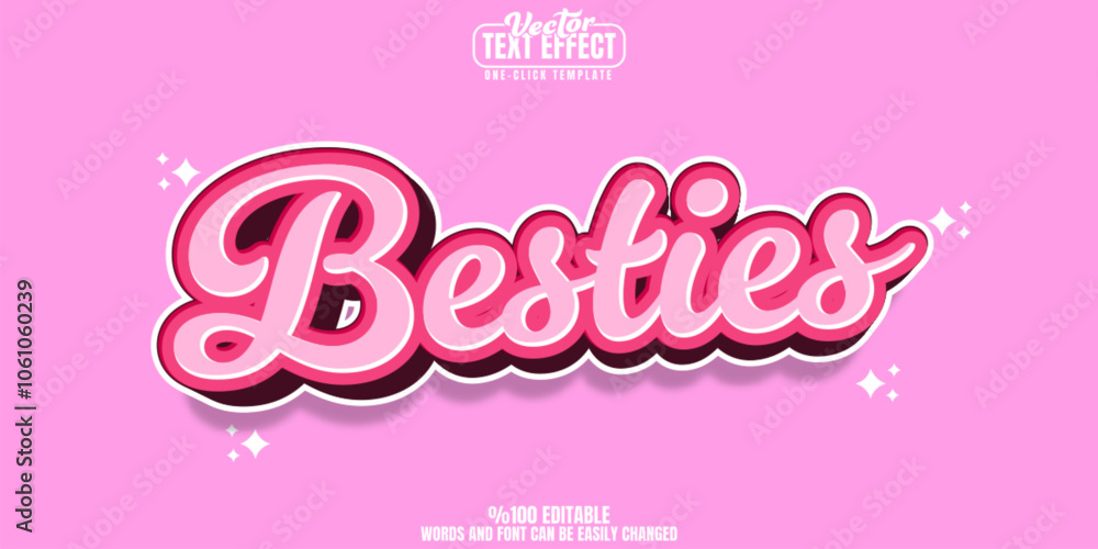 Bestie editable text effect, customizable pink and girl 3d font style Bestie editable text effect, customizable pink and girl 3d font style