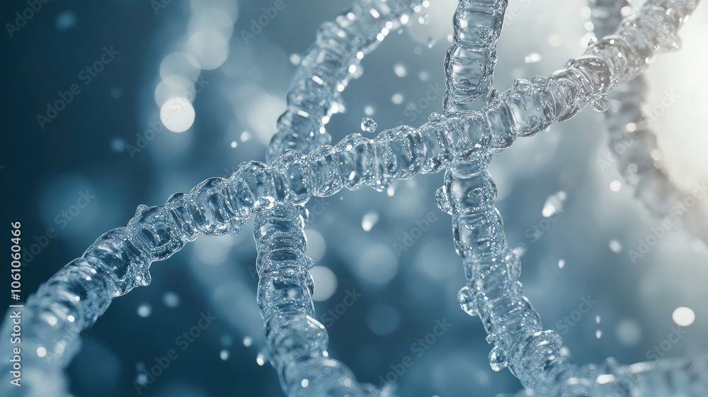 Abstract image of a double helix structure made of water droplets. Abstract image of a double helix structure made of water droplets.