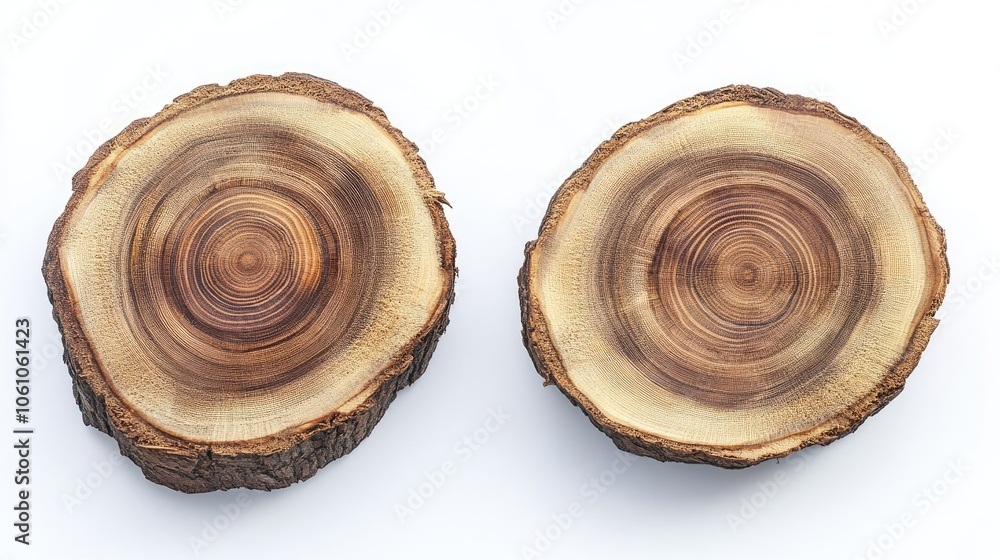 Tree Stump Slices Showing Age Rings and Wood Grain Generative AI Tree Stump Slices Showing Age Rings and Wood Grain Generative AI