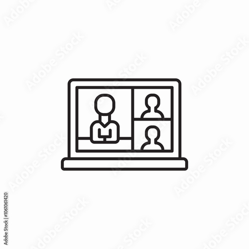 laptop video chat meeting icon sign vector