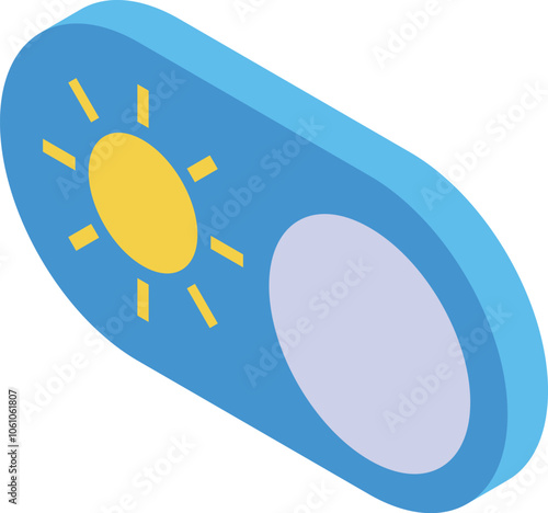 Sun mode toggle button activating summer or daytime settings, changing from moon to sun
