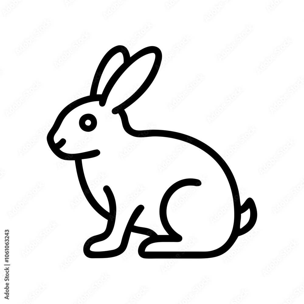 Obraz premium Simple line art illustration of a rabbit icon
