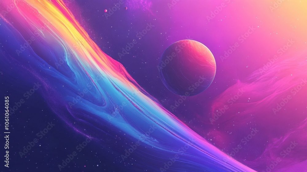 Vibrant Cosmic Landscape with Colorful Nebula and Planet Vibrant Cosmic Landscape with Colorful Nebula and Planet