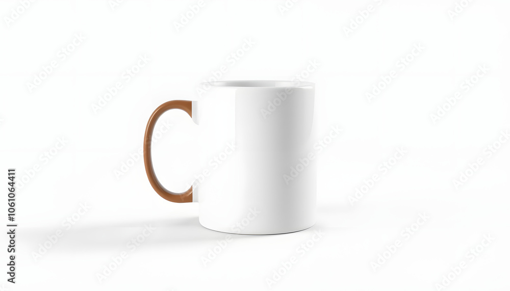 Fototapeta premium Mug mock up isolated on light gray background. 3D illustrating isolated with white highlights, png
