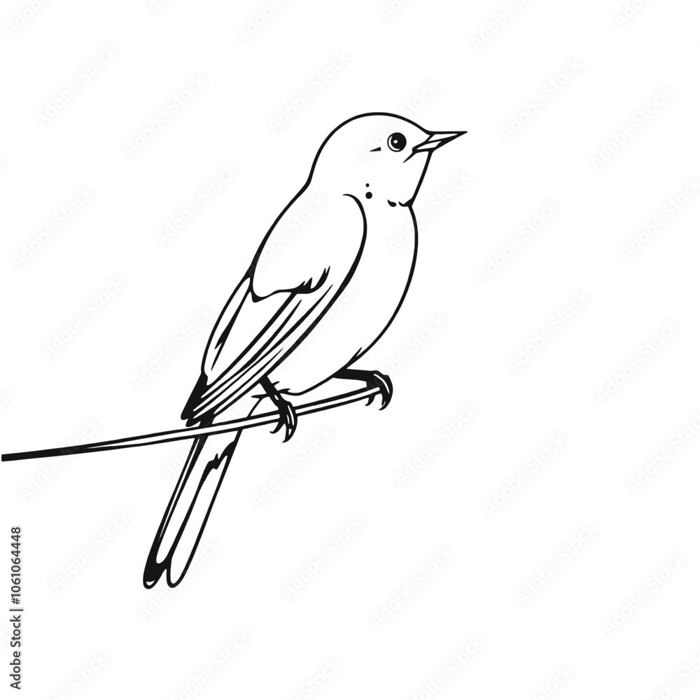 Obraz premium a black and white line drawing of a bird perched on a wire.