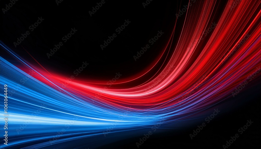 Abstract background with vibrant blue and red light streaks against a black background. Abstract background with vibrant blue and red light streaks against a black background.