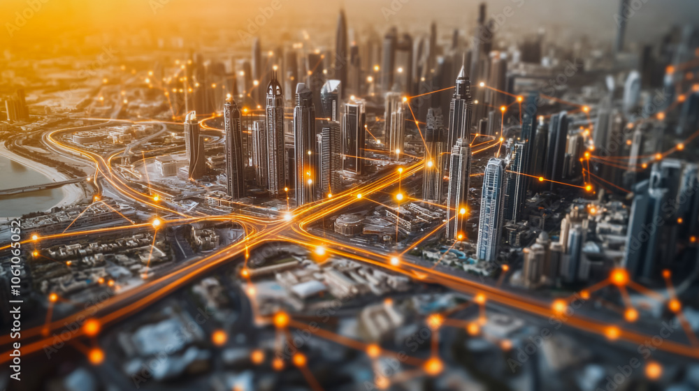Smart digital city with connection cyber security network reciprocity over the cityscape . future smart wireless digital city and social media networking systems that connects people within the city Smart digital city with connection cyber security network reciprocity over the cityscape . future smart wireless digital city and social media networking systems that connects people within the city