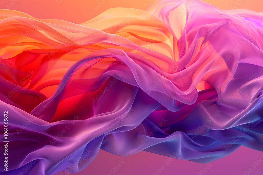 Fototapeta premium A colorful fabric drapes over a pink background