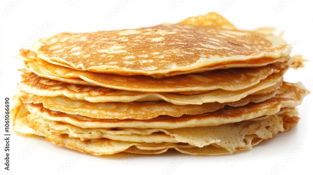 A Stack of Golden Brown Pancakes Isolated on White A Stack of Golden Brown Pancakes Isolated on White