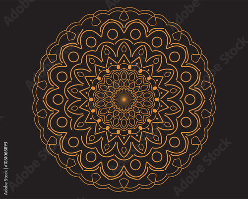 golden round  mandala  design free template 