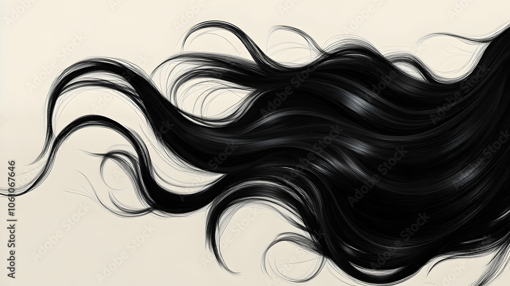 An illustration of flowing black hair, representing natural beauty and elegance - An illustration of flowing black hair, representing natural beauty and elegance -