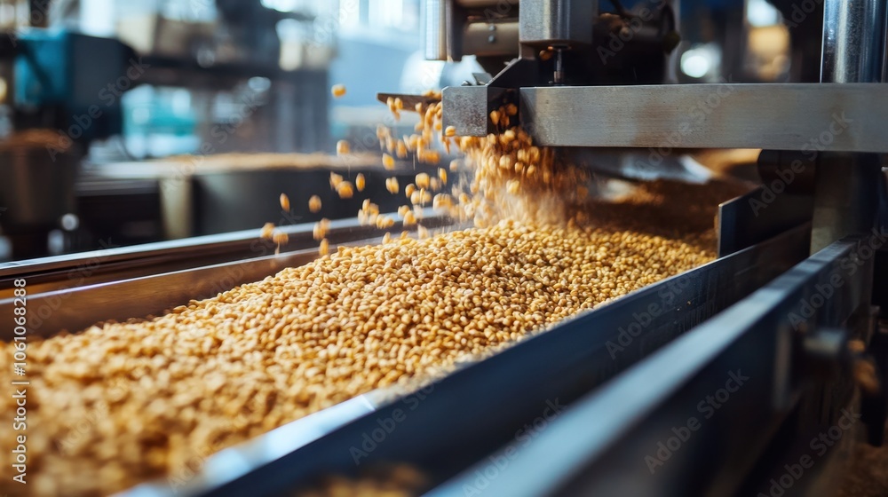 Grains Being Processed in an Industrial Facility Grains Being Processed in an Industrial Facility