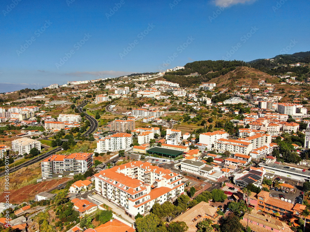 Panoramic view of the city of Canico, Madeira on a sunny day Panoramic view of the city of Canico, Madeira on a sunny day