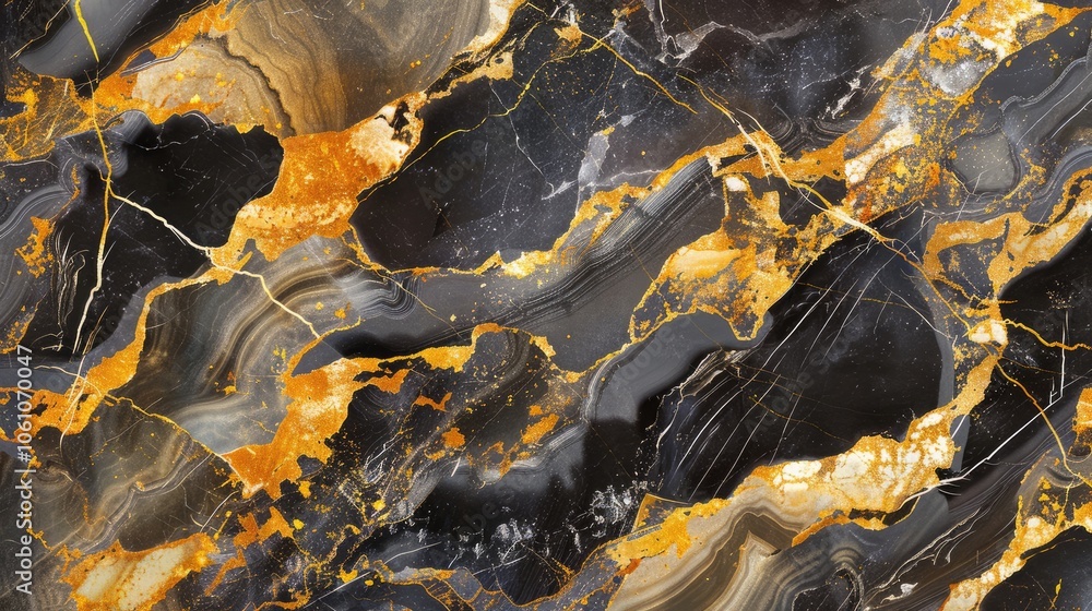 Patterned Italian marble background in black, gold, and dark grey. Patterned Italian marble background in black, gold, and dark grey.