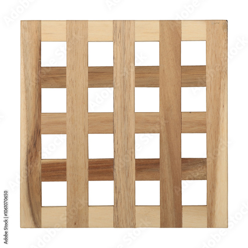 Square wooden teapot coaster, isolated background