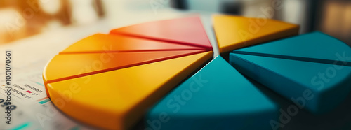 Colorful financial pie chart, illustrating business analysis and data insights -