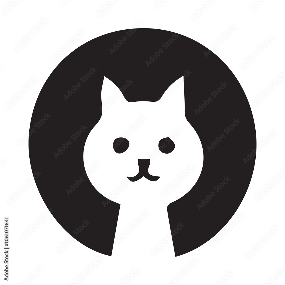 Cat head silhouette in black circle icon Cat head silhouette in black circle icon