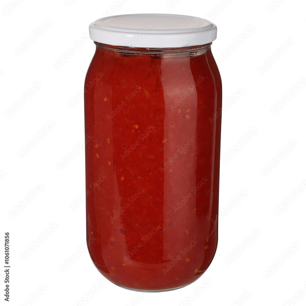 Jars of canned tomatoes for winter, isolated white background. Jars of canned tomatoes for winter, isolated white background.