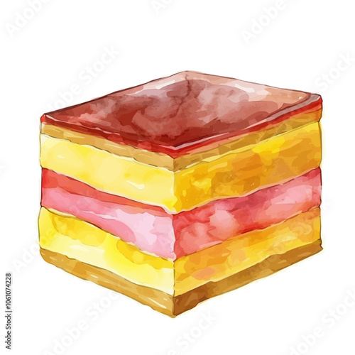 A watercolor vector of Battenberg Cake, isolated on a white background.