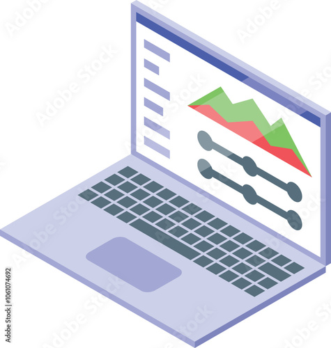 Wallpaper Mural Laptop displaying statistical charts and controls, representing data analysis and business intelligence Torontodigital.ca