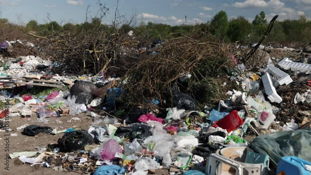 custom made wallpaper toronto digitalTrash zone, Garbage neglect, Waste neglect. Trash piles engulf large swathes land, indicating serious neglect environmental health and crucial demand for garbage management improvements.