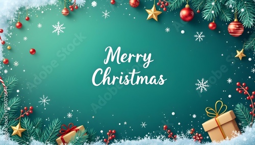 Wallpaper Mural Merry Christmas background with xmas ball and tree Torontodigital.ca