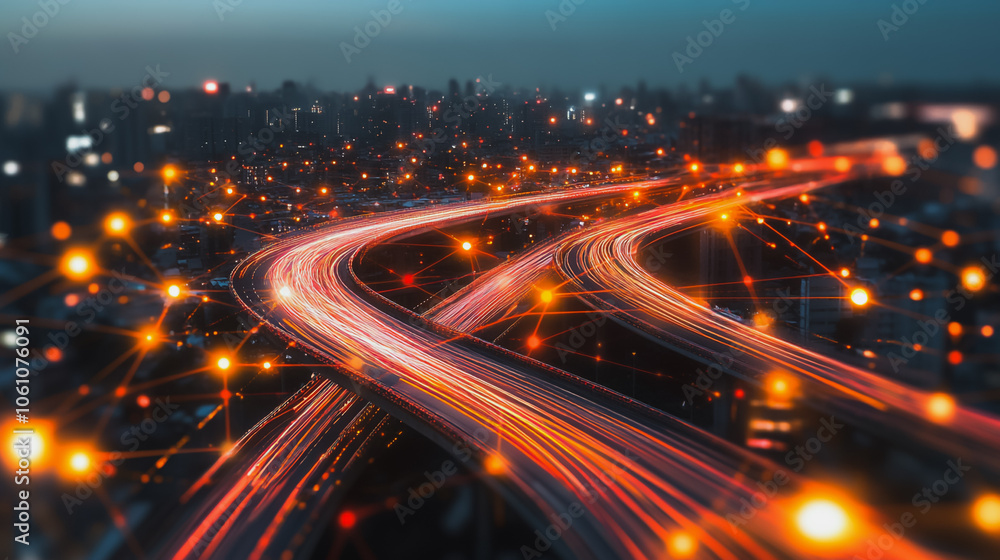 Smart digital city with connection cyber security network reciprocity over the cityscape . future smart wireless digital city and social media networking systems that connects people within the city