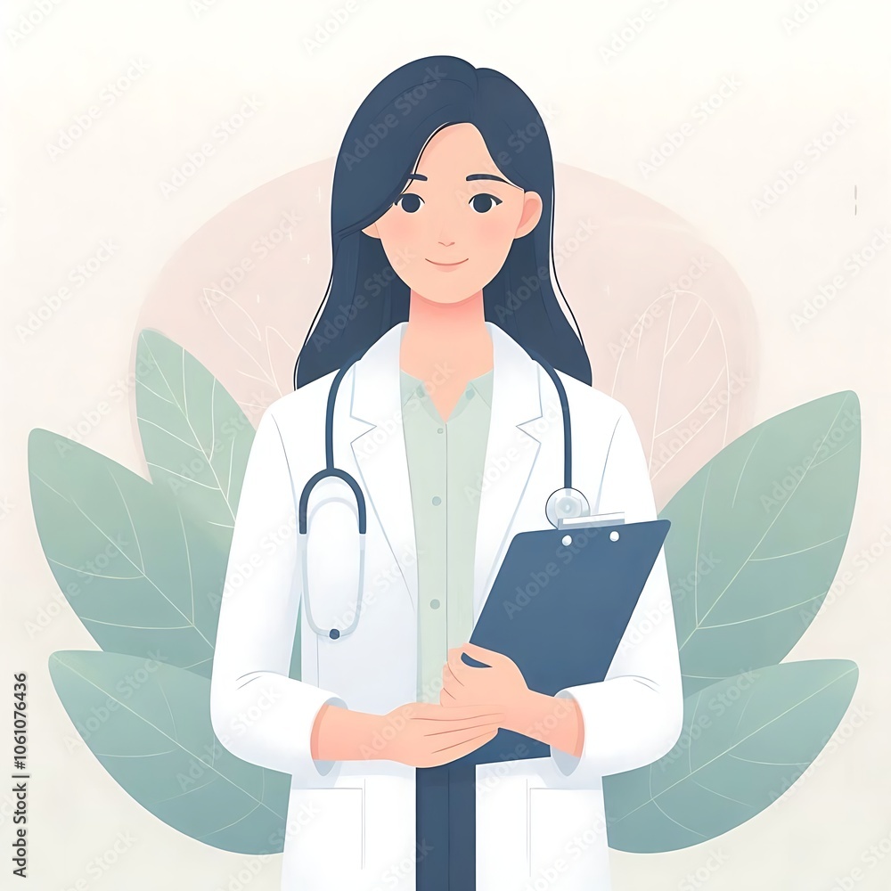 A female doctor is confidently holding a clipboard and a pen in her hand A female doctor is confidently holding a clipboard and a pen in her hand