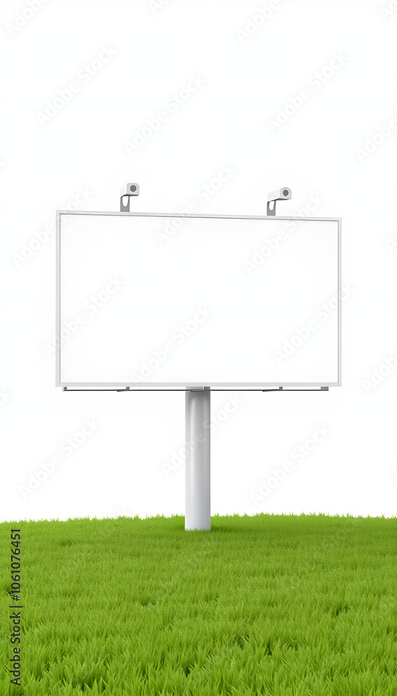 White Blank Billboard Yard Sign 3D render Mockup isolated with white highlights, png White Blank Billboard Yard Sign 3D render Mockup isolated with white highlights, png