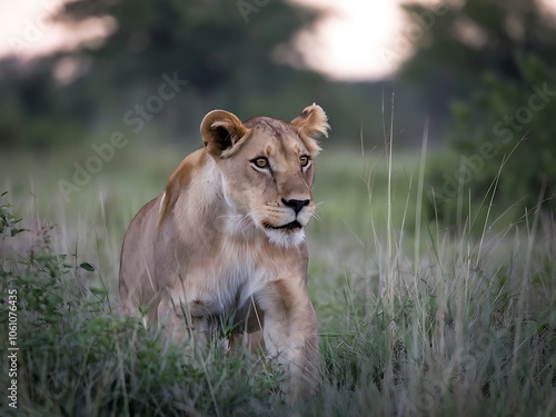 Lioness looking into the distance