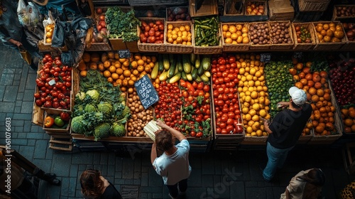 Colorful Fresh Produce at a Farmers Market Stall