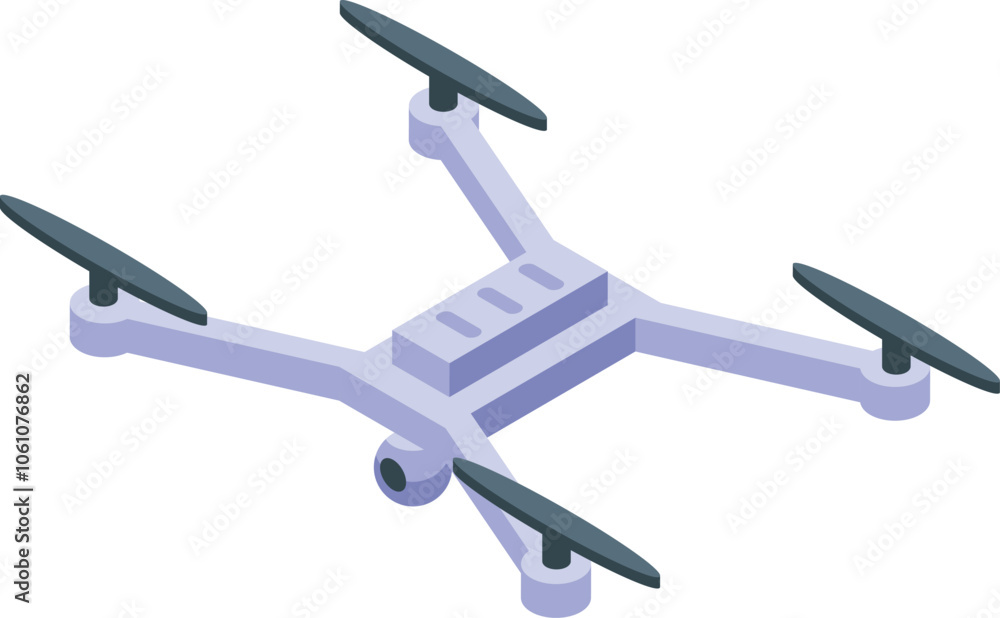Modern drone flying, using propellers and battery power for aerial photography Modern drone flying, using propellers and battery power for aerial photography
