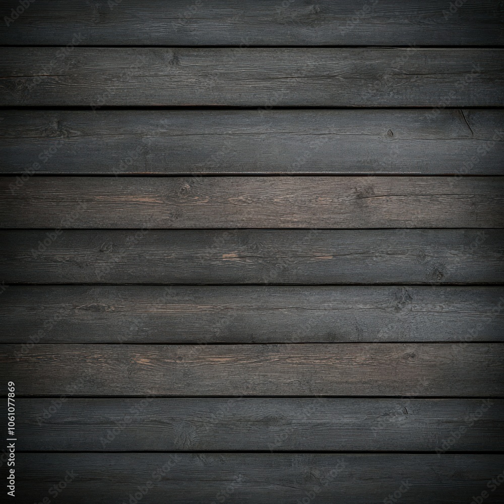Obraz premium Dark wooden planks arranged neatly on a rustic wall indoors