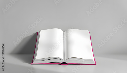 Empty white book on gray background isolated with white highlights, png