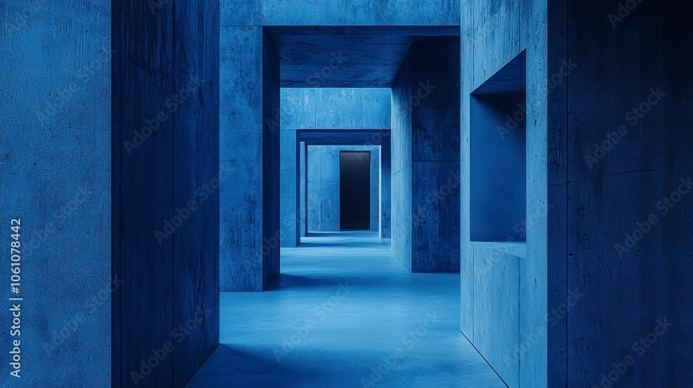 Minimalist concrete architecture with light streaming through Minimalist concrete architecture with light streaming through