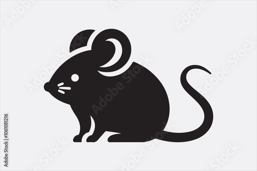 A simple black silhouette of a mouse.