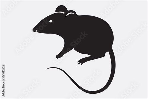 A simple black silhouette of a mouse.