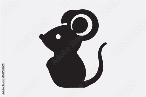 A simple black silhouette of a mouse.