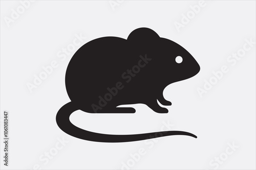 A simple black silhouette of a mouse.