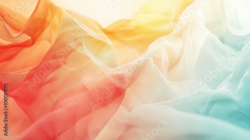 Layers semi-transparent shapes floating soft mist delicate gradients. AI generated