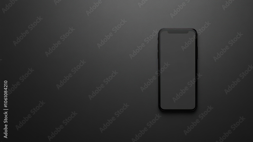 Black Smartphone with Blank Screen on Black Background Black Smartphone with Blank Screen on Black Background
