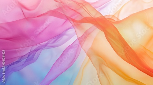 Layers semi-transparent shapes floating soft mist delicate gradients. AI generated