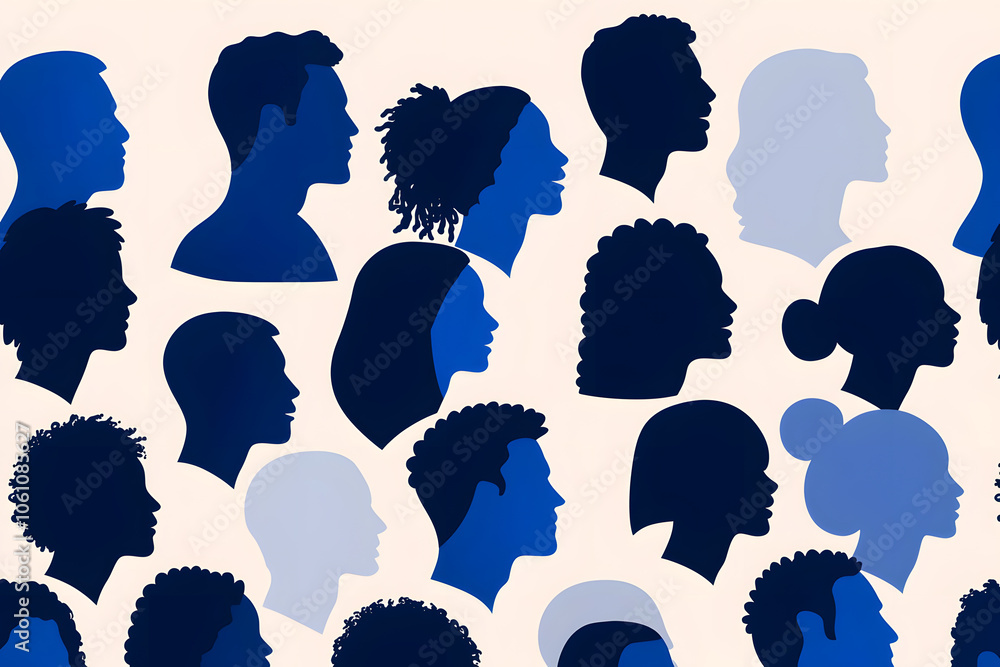 Crowd of People in Shades of Blue Representing Unity and Diversity | Community Gathering, Cultural Celebration, Social Connection Crowd of People in Shades of Blue Representing Unity and Diversity | Community Gathering, Cultural Celebration, Social Connection
