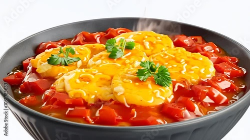 cheesy tteokbokki background bowl clear 3d cookery meal asian spicey delicious dish sauce korean traditional korea lunch snack dinner hot cooking asia food epicure rice-cakes culture cook tasty chili