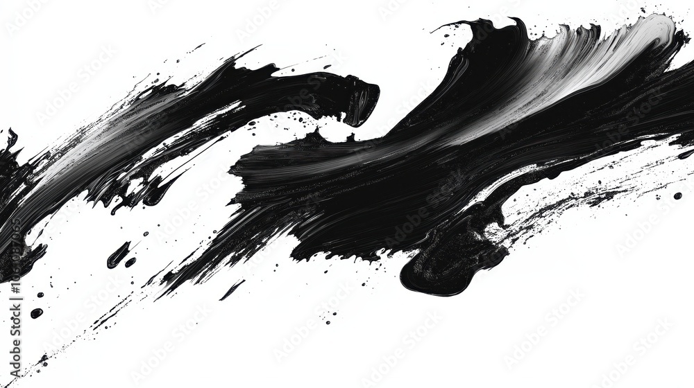 Abstract black in splash, paint, brush strokes, created by ai Abstract black in splash, paint, brush strokes, created by ai